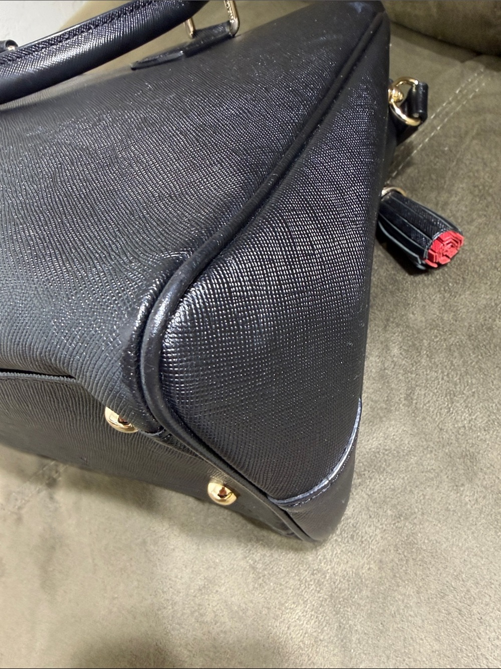 Lux Metrocity Black Saffiano Leather Structured Tote Bag Gold Hardware Vintage. - Picture 11 of 16
